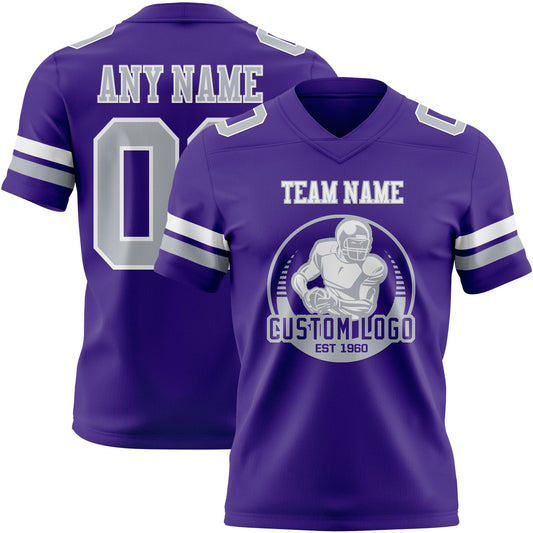 Custom Purple Gray-White Mesh Authentic Football Jersey - Sky-Custom