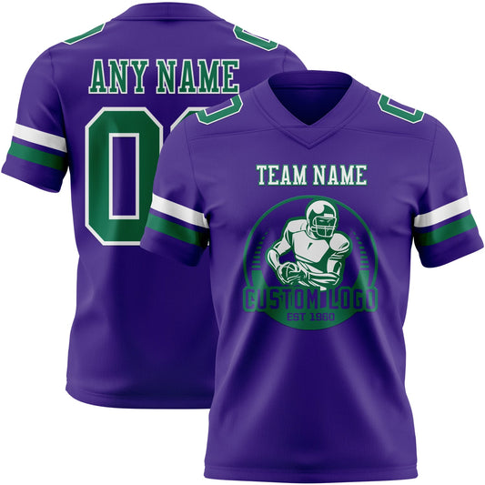 Custom Purple Kelly Green-White Mesh Authentic Football Jersey - Sky-Custom