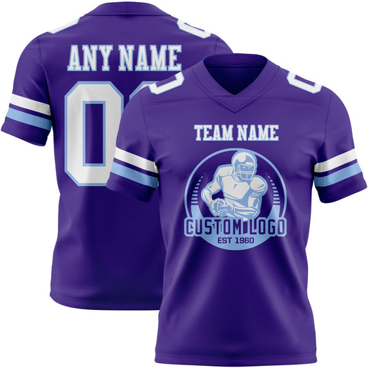 Custom Purple White-Light Blue Mesh Authentic Football Jersey - Sky-Custom