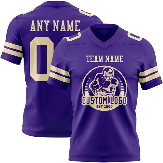 Custom Purple Cream Mesh Authentic Football Jersey - Sky-Custom