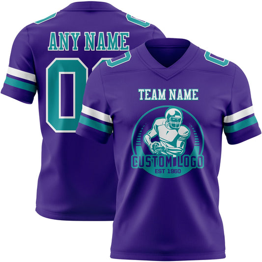 Custom Purple Teal-White Mesh Authentic Football Jersey - Sky-Custom