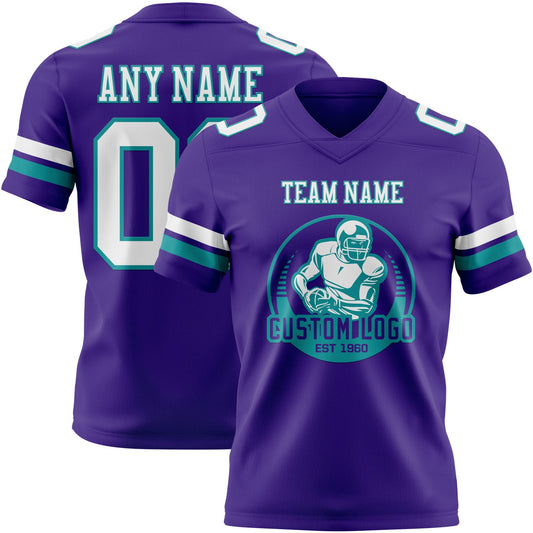 Custom Purple White-Teal Mesh Authentic Football Jersey - Sky-Custom