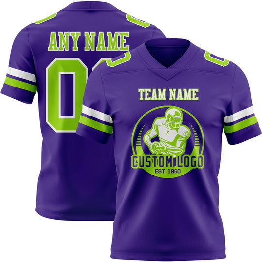 Custom Purple Neon Green-White Mesh Authentic Football Jersey - Sky-Custom