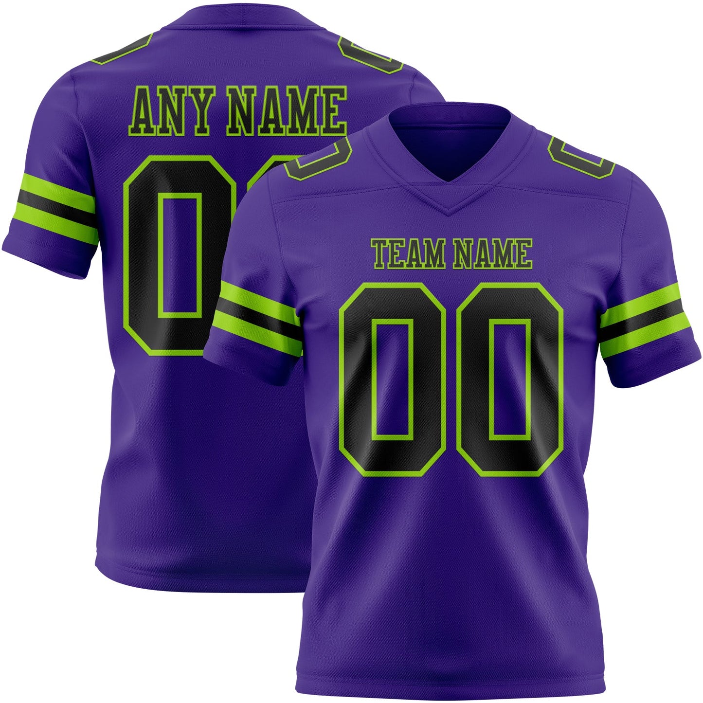 Custom Purple Black-Neon Green Mesh Authentic Football Jersey - Sky-Custom