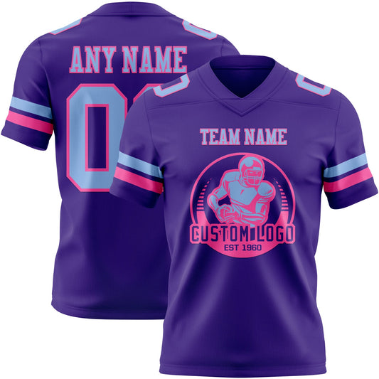Custom Purple Light Blue-Pink Mesh Authentic Football Jersey - Sky-Custom