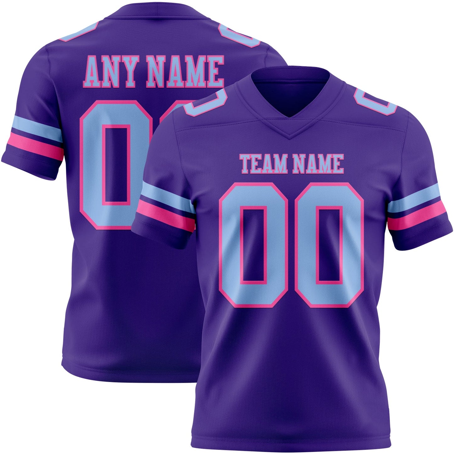 Custom Purple Light Blue-Pink Mesh Authentic Football Jersey - Sky-Custom
