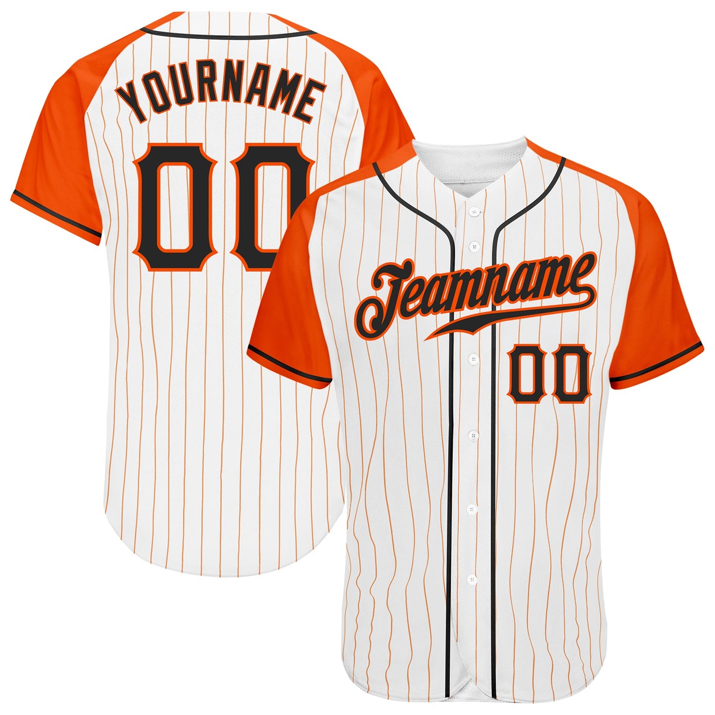 Custom White Orange Pinstripe Black-Orange Authentic Raglan Sleeves Baseball Jersey - Sky-Custom