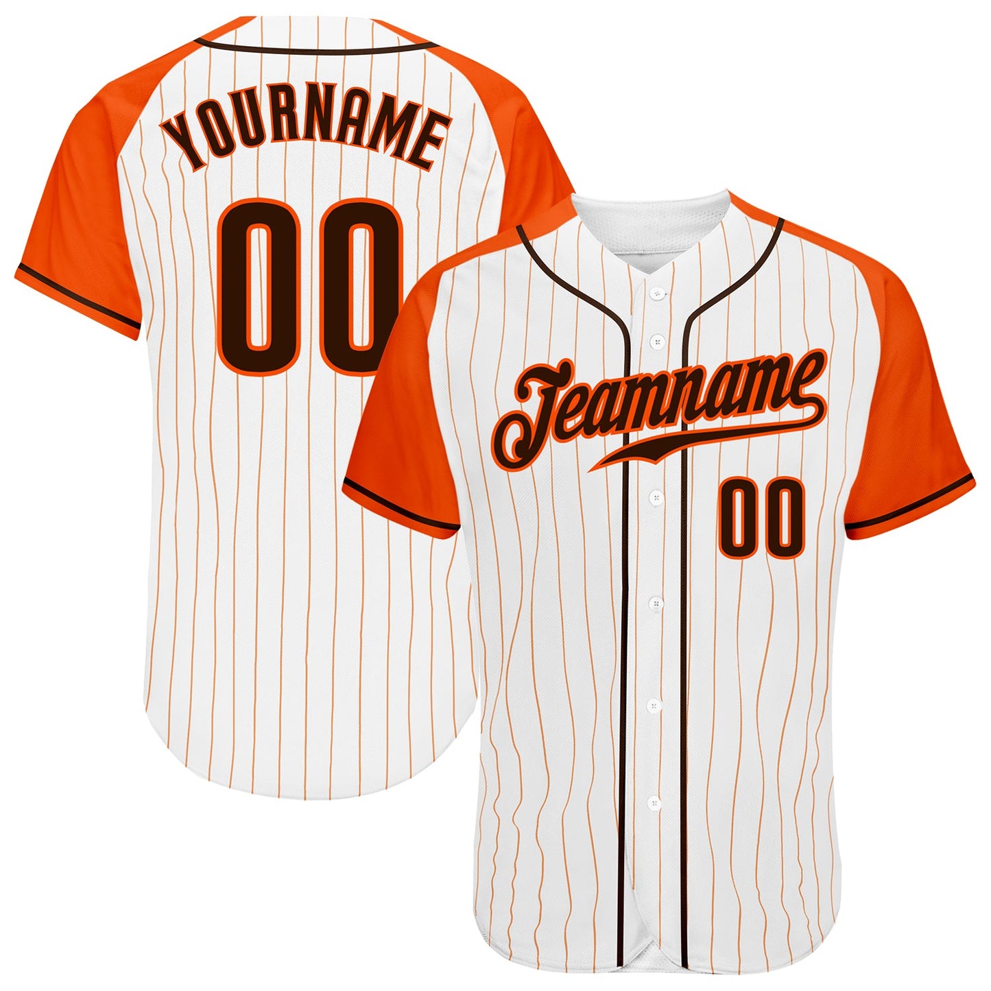 Custom White Orange Pinstripe Brown-Orange Authentic Raglan Sleeves Baseball Jersey - Sky-Custom