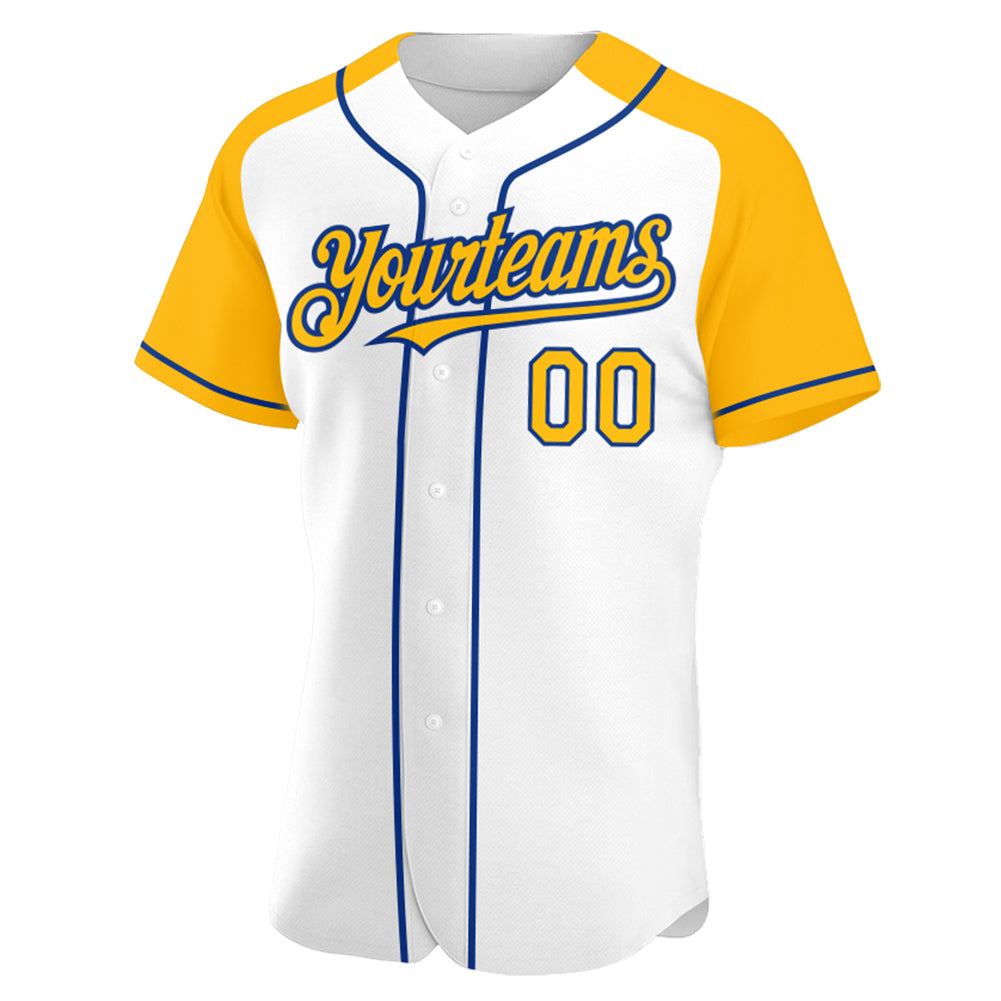Custom White Gold-Royal Authentic Raglan Sleeves Baseball Jersey - Sky-Custom