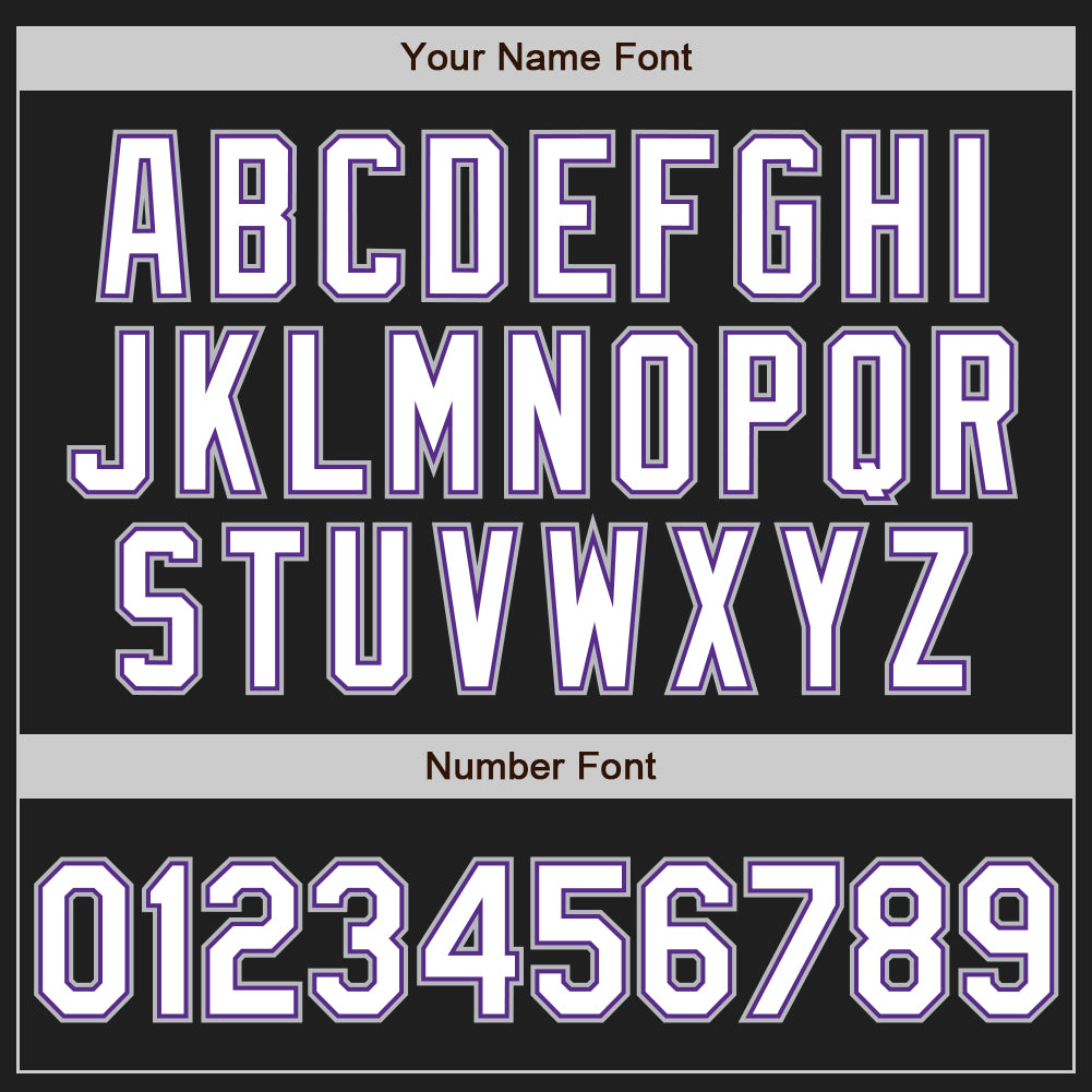 Custom Black White Gray-Purple Authentic Raglan Sleeves Baseball Jersey - Sky-Custom