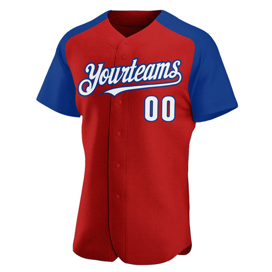 Custom Red White-Royal Authentic Raglan Sleeves Baseball Jersey - Sky-Custom