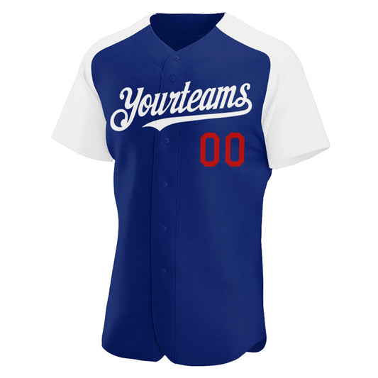 Custom Royal White-Red Authentic Raglan Sleeves Baseball Jersey - Sky-Custom