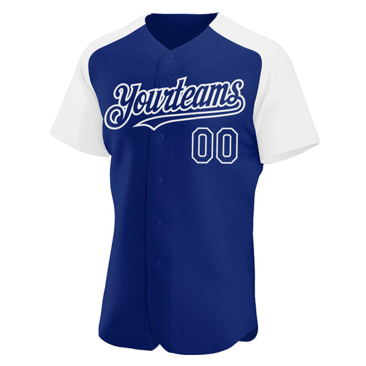 Custom Royal White Authentic Raglan Sleeves Baseball Jersey - Sky-Custom