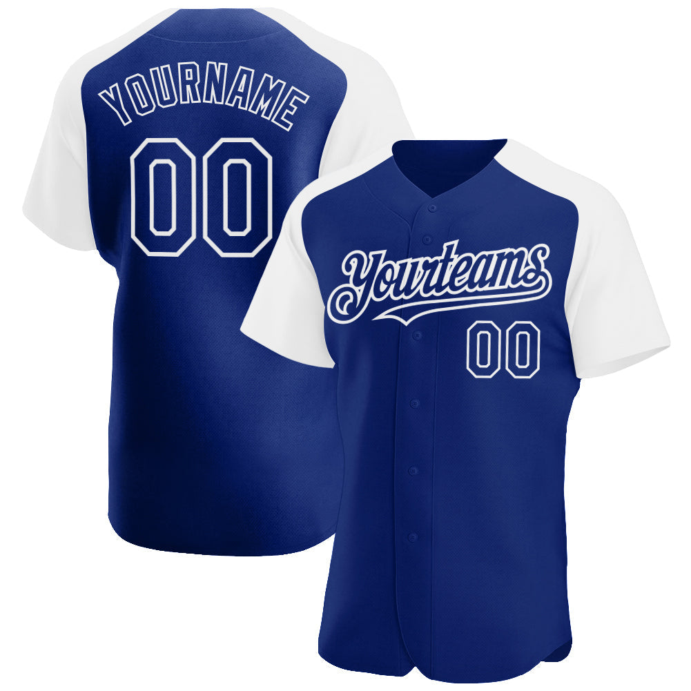 Custom Royal White Authentic Raglan Sleeves Baseball Jersey - Sky-Custom
