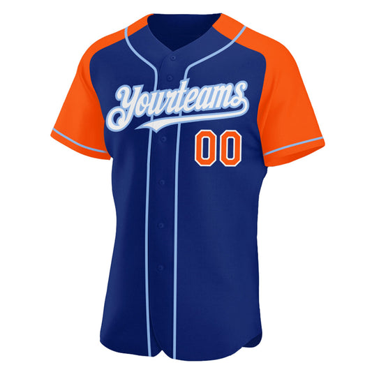 Custom Royal Orange-Light Blue Authentic Raglan Sleeves Baseball Jersey - Sky-Custom