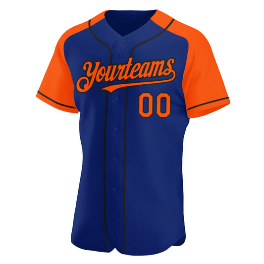 Custom Royal Orange-Black Authentic Raglan Sleeves Baseball Jersey - Sky-Custom