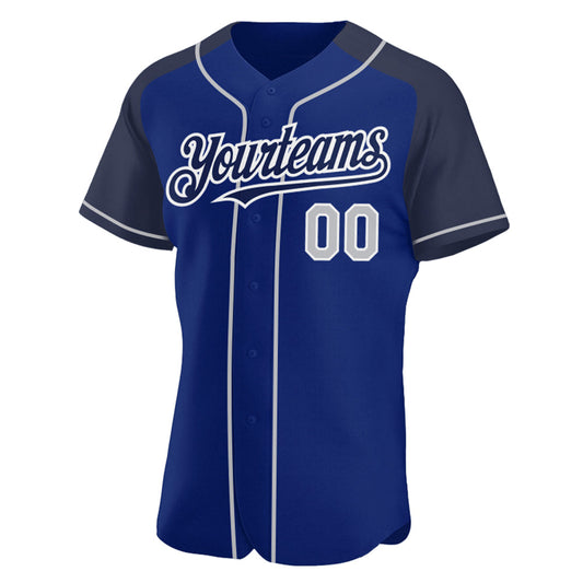 Custom Royal Gray-Navy Authentic Raglan Sleeves Baseball Jersey - Sky-Custom