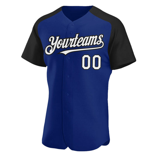 Custom Royal White-Black Authentic Raglan Sleeves Baseball Jersey - Sky-Custom