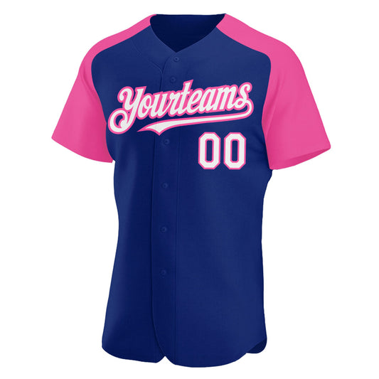 Custom Royal White-Pink Authentic Raglan Sleeves Baseball Jersey - Sky-Custom