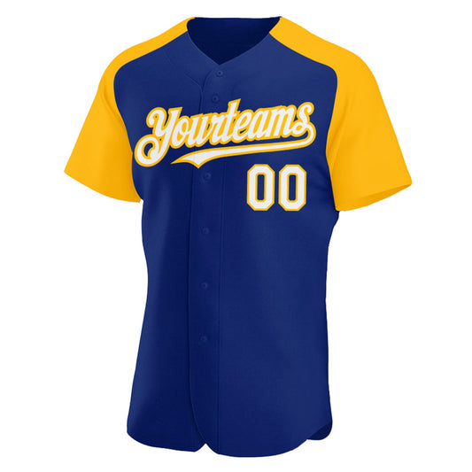 Custom Royal White-Gold Authentic Raglan Sleeves Baseball Jersey - Sky-Custom