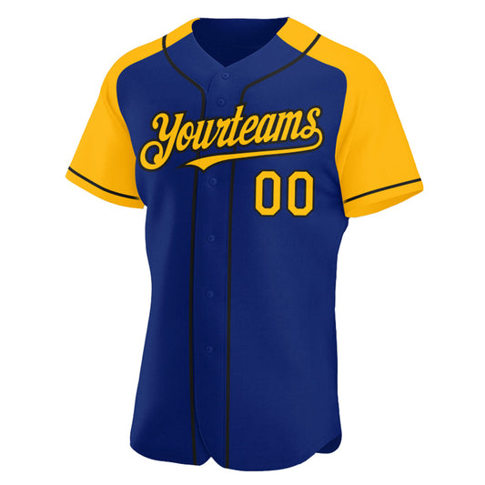 Custom Royal Gold-Black Authentic Raglan Sleeves Baseball Jersey - Sky-Custom