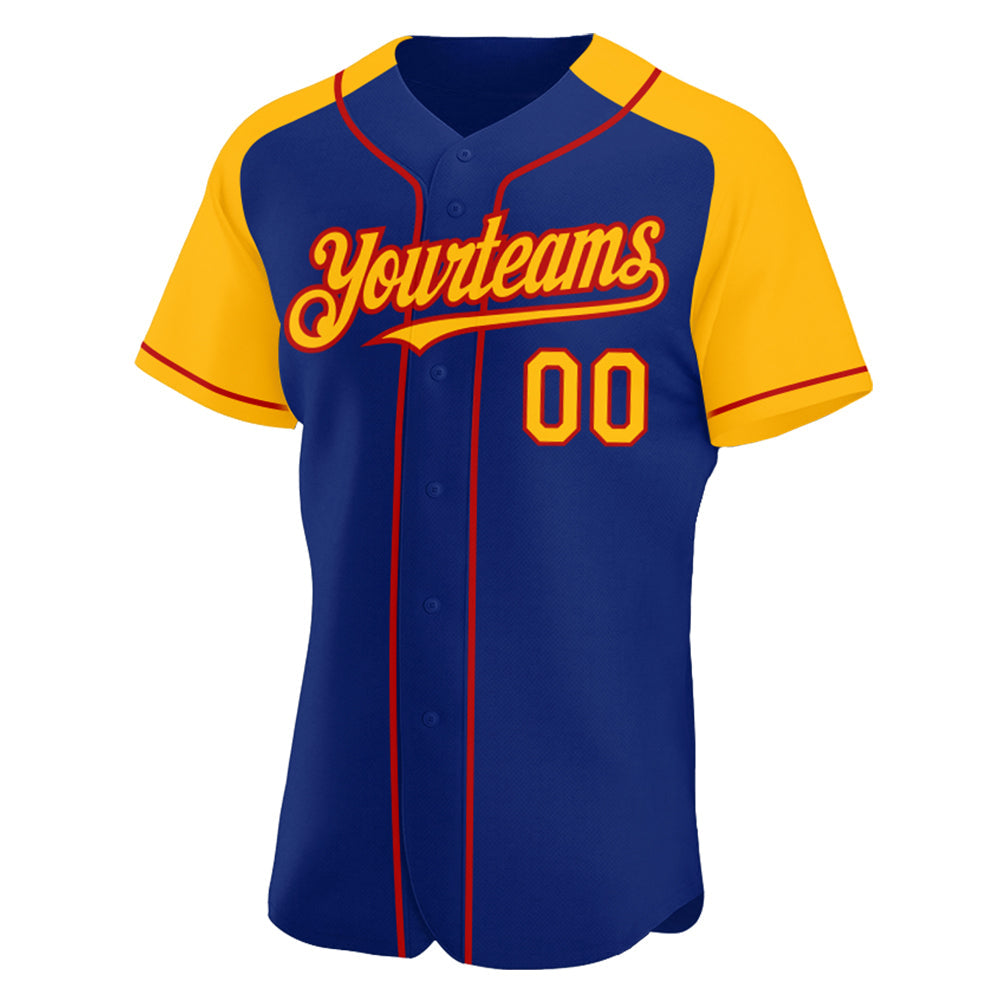 Custom Royal Gold-Red Authentic Raglan Sleeves Baseball Jersey - Sky-Custom