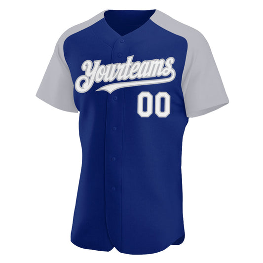 Custom Royal White-Gray Authentic Raglan Sleeves Baseball Jersey - Sky-Custom