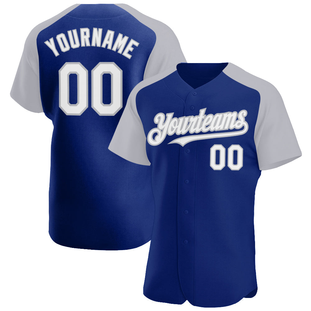 Custom Royal White-Gray Authentic Raglan Sleeves Baseball Jersey - Sky-Custom