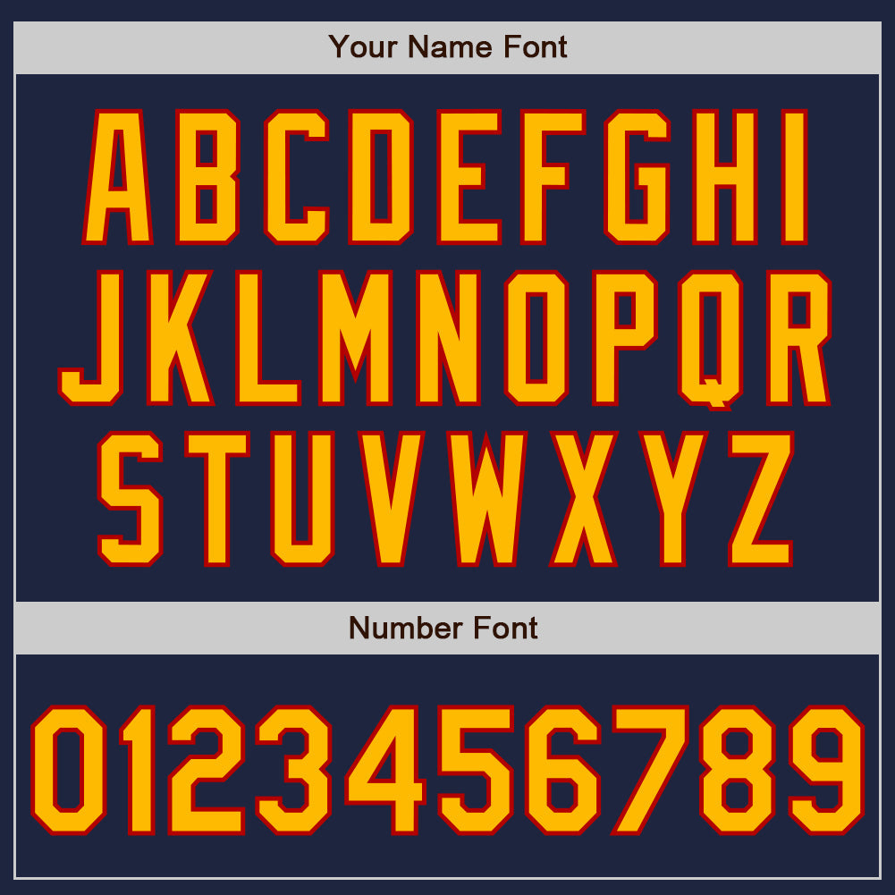 Custom Navy Gold-Red Authentic Raglan Sleeves Baseball Jersey - Sky-Custom