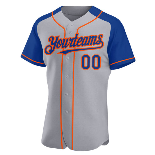 Custom Gray Royal-Orange Authentic Raglan Sleeves Baseball Jersey - Sky-Custom