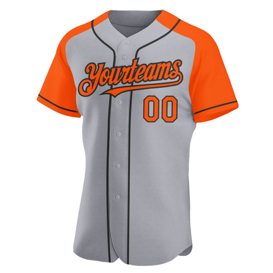 Custom Gray Orange-Black Authentic Raglan Sleeves Baseball Jersey - Sky-Custom