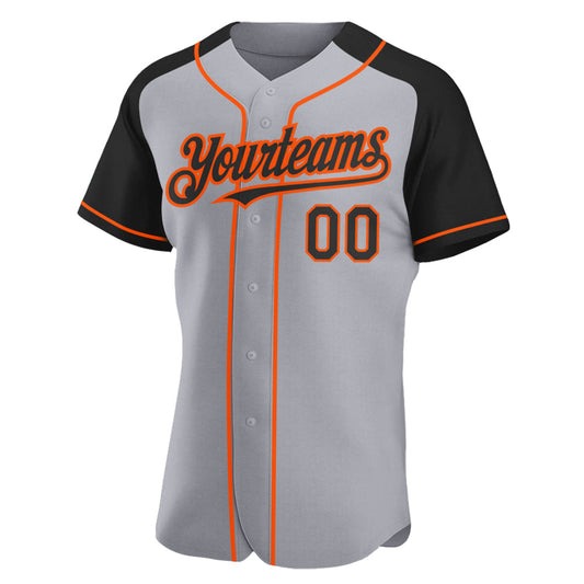 Custom Gray Black-Orange Authentic Raglan Sleeves Baseball Jersey - Sky-Custom