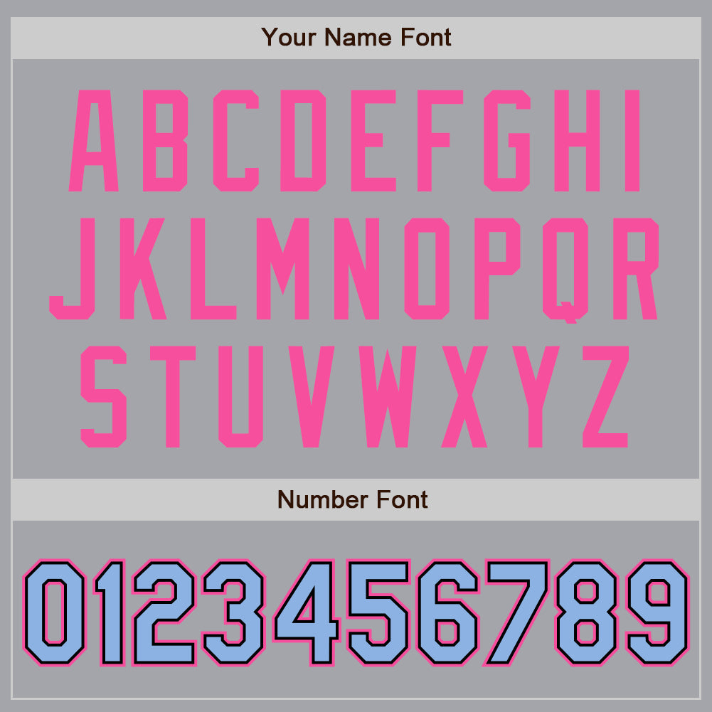 Custom Gray Light Blue Black-Pink Authentic Raglan Sleeves Baseball Jersey - Sky-Custom