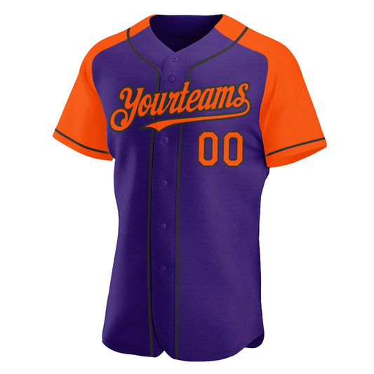 Custom Purple Orange-Black Authentic Raglan Sleeves Baseball Jersey - Sky-Custom