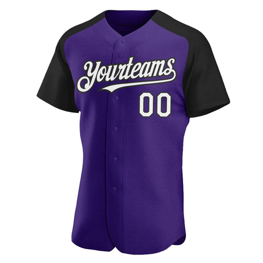 Custom Purple White-Black Authentic Raglan Sleeves Baseball Jersey - Sky-Custom