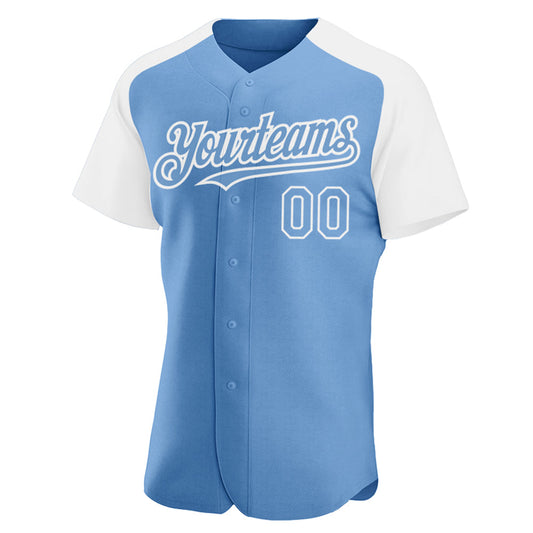 Custom Light Blue White Authentic Raglan Sleeves Baseball Jersey - Sky-Custom