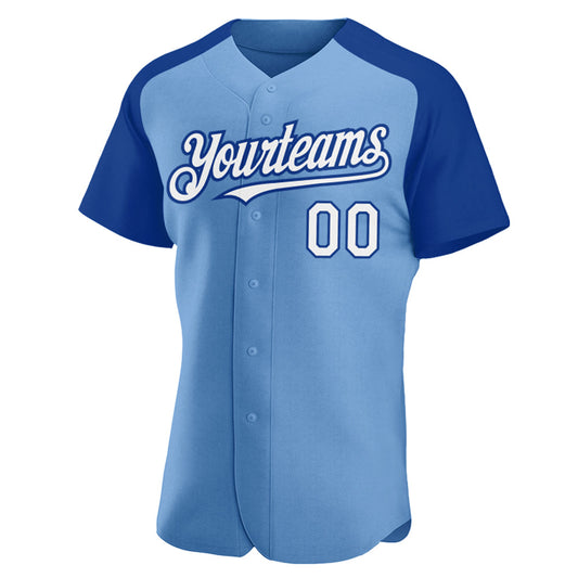 Custom Light Blue White-Royal Authentic Raglan Sleeves Baseball Jersey - Sky-Custom