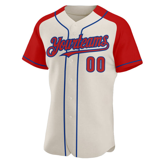 Custom Cream Red-Royal Authentic Raglan Sleeves Baseball Jersey - Sky-Custom