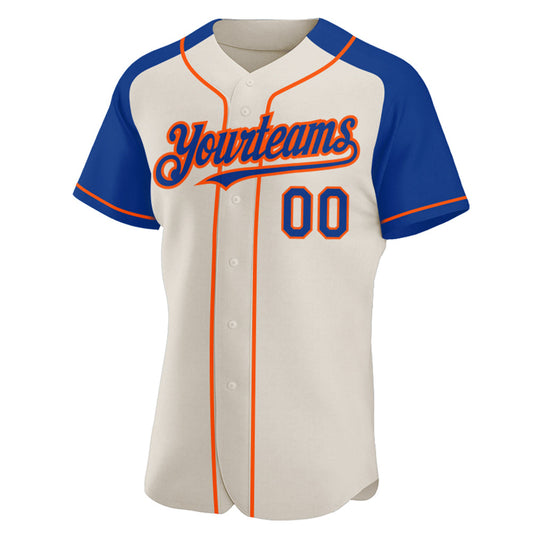 Custom Cream Royal-Orange Authentic Raglan Sleeves Baseball Jersey - Sky-Custom