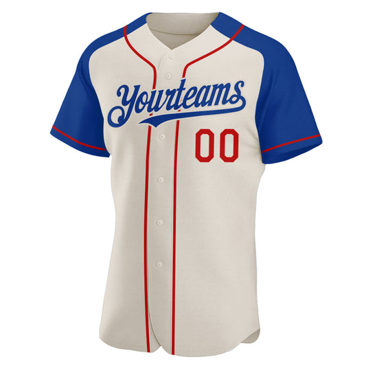 Custom Cream Red-Royal Authentic Raglan Sleeves Baseball Jersey - Sky-Custom