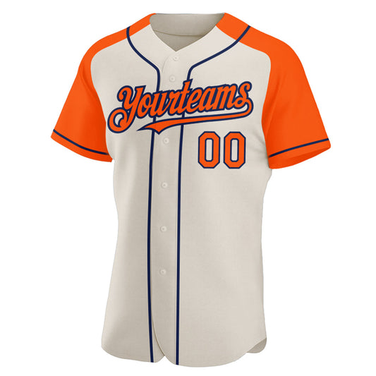 Custom Cream Orange-Navy Authentic Raglan Sleeves Baseball Jersey - Sky-Custom