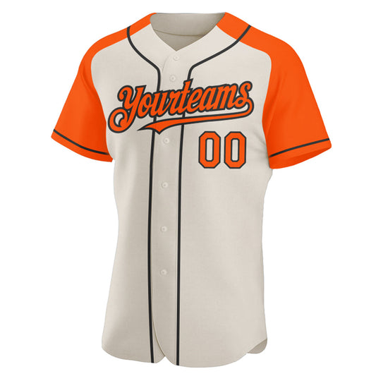 Custom Cream Orange-Black Authentic Raglan Sleeves Baseball Jersey - Sky-Custom