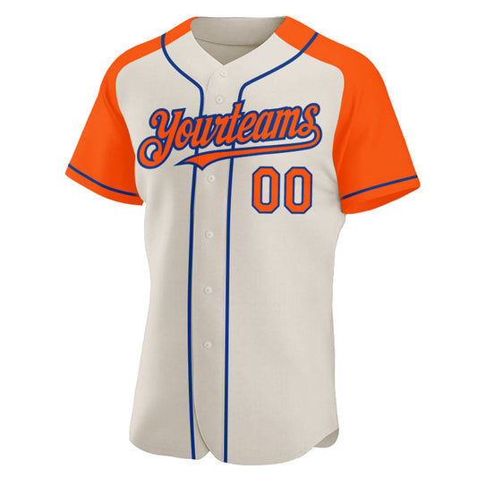 Custom Cream Orange-Royal Authentic Raglan Sleeves Baseball Jersey - Sky-Custom