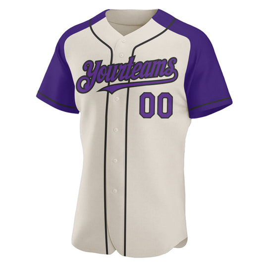 Custom Cream Purple-Black Authentic Raglan Sleeves Baseball Jersey - Sky-Custom