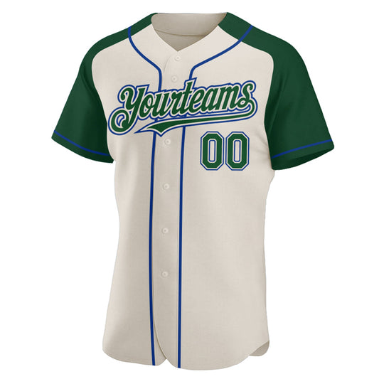 Custom Cream Green-Royal Authentic Raglan Sleeves Baseball Jersey - Sky-Custom