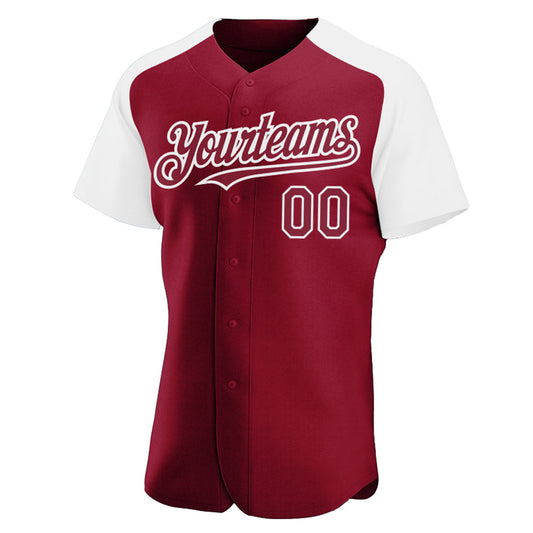 Custom Crimson White Authentic Raglan Sleeves Baseball Jersey - Sky-Custom