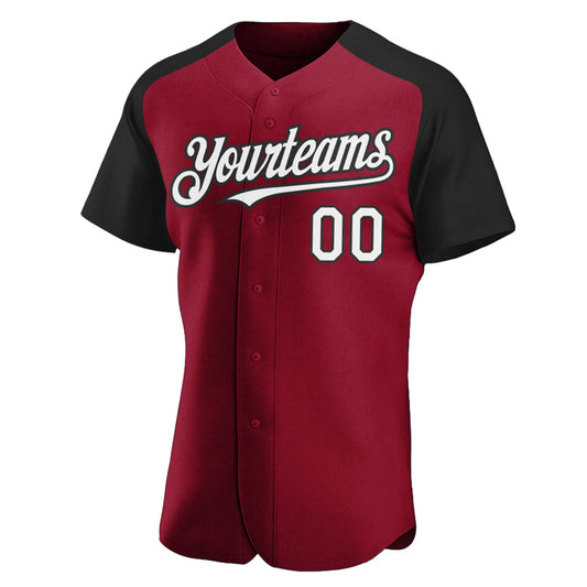 Custom Crimson White-Black Authentic Raglan Sleeves Baseball Jersey - Sky-Custom