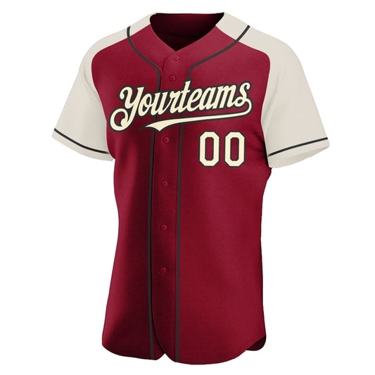 Custom Crimson Cream-Black Authentic Raglan Sleeves Baseball Jersey - Sky-Custom