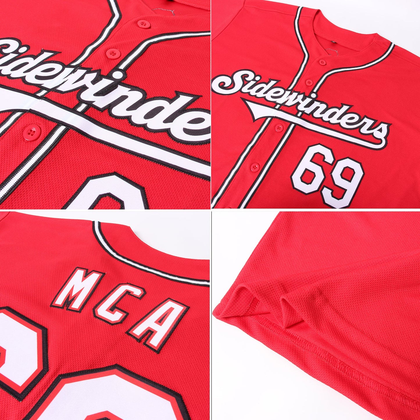 Custom Red White-Black Authentic Baseball Jersey - Sky-Custom