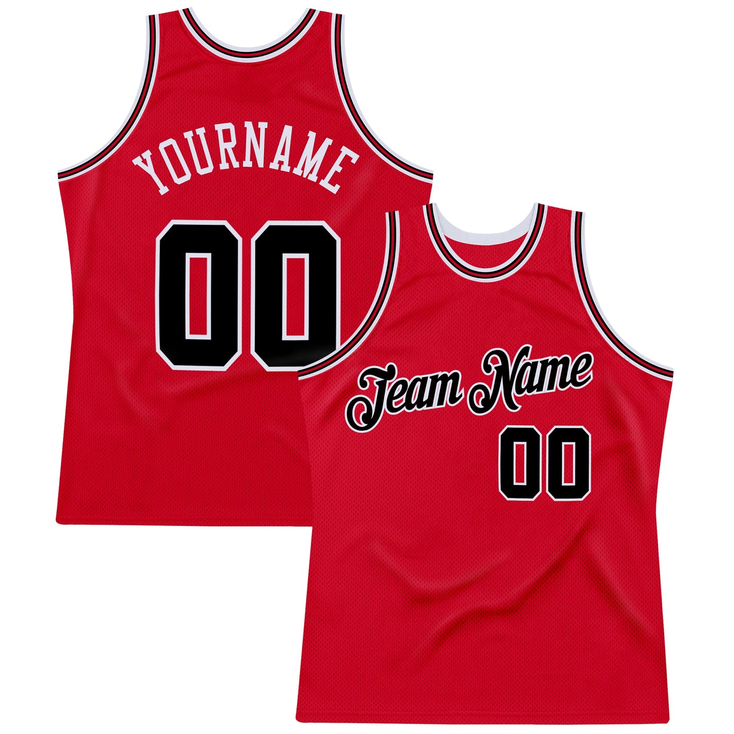 Custom Red Black-Red Authentic Throwback Basketball Jersey - Sky-Custom